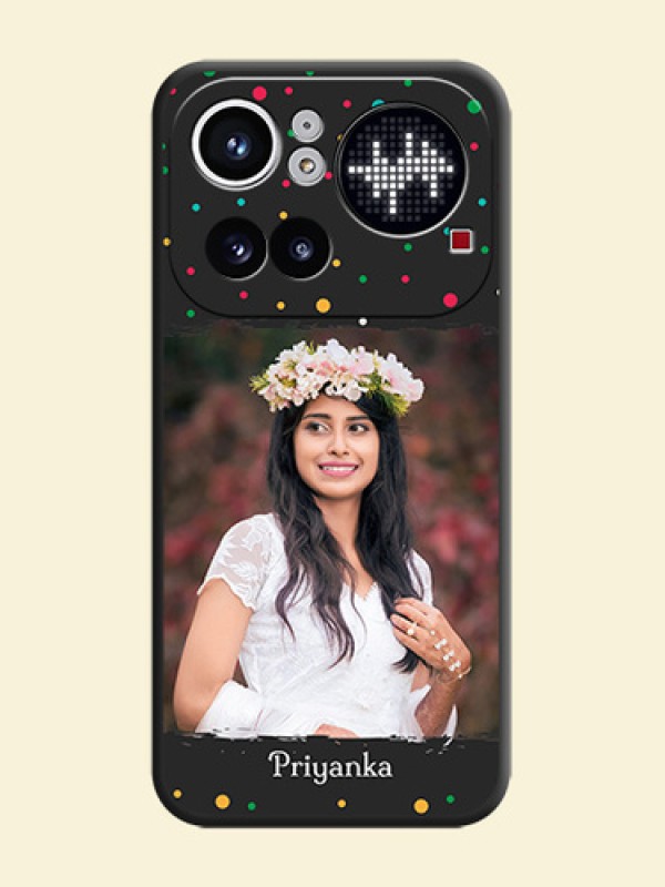 Multicolor Dotted Pattern with Text On Space Black Custom Soft Matte Mobile Back Cover - Nothing Phone 4A Pro 5G