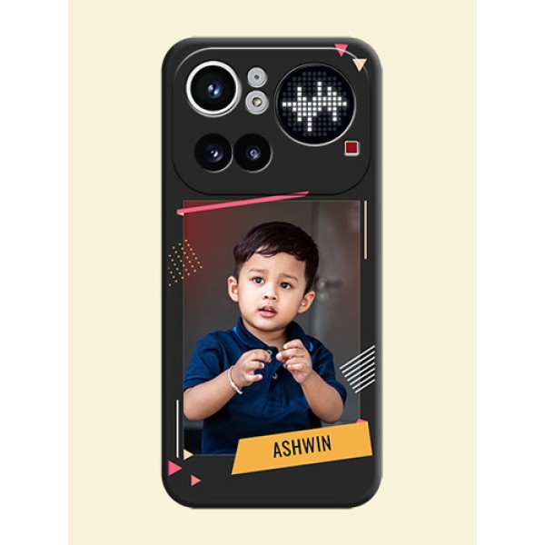 Photo Frame with Triangle Small Dots on Photo On Space Black Custom Soft Matte Mobile Back Cover - Nothing Phone 4A Pro 5G