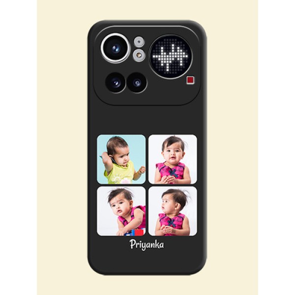 Floral Art with 6 Image Holder on Photo On Space Black Custom Soft Matte Mobile Back Cover - Nothing Phone 4A Pro 5G Floral Art with 6 Image Holder on Photo On Space Black Custom Soft Matte Mobile Back Cover - Nothing Phone 4A Pro 5G