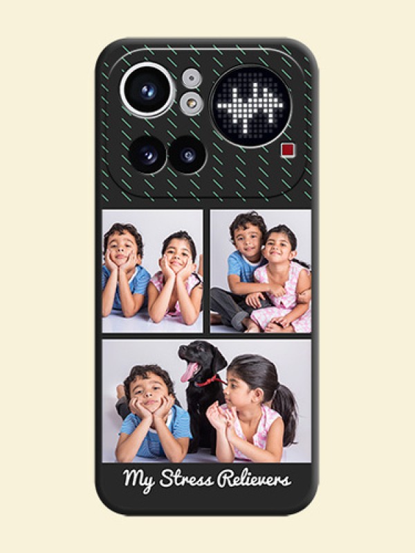 Cross Dotted Pattern with 2 Image Holder On Space Black Custom Soft Matte Mobile Back Cover - Nothing Phone 4A Pro 5G