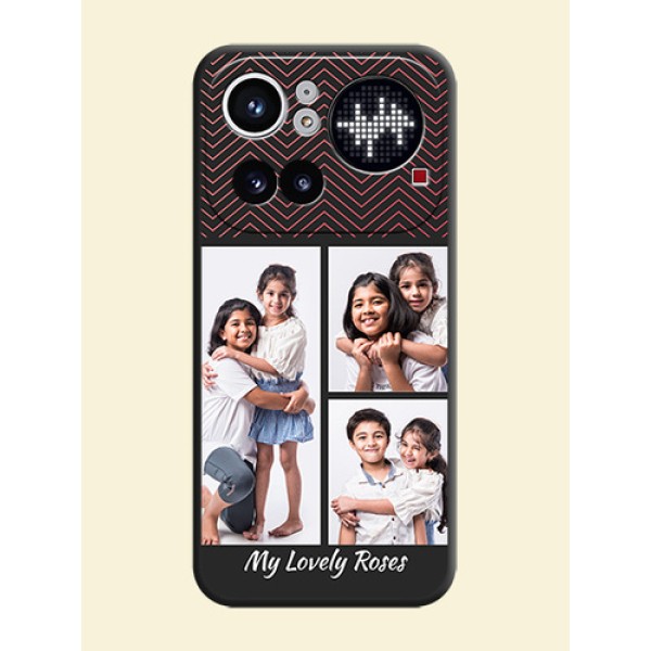 Wave Pattern with 3 Image Holder On Space Black Custom Soft Matte Mobile Back Cover - Nothing Phone 4A Pro 5G Wave Pattern with 3 Image Holder On Space Black Custom Soft Matte Mobile Back Cover - Nothing Phone 4A Pro 5G
