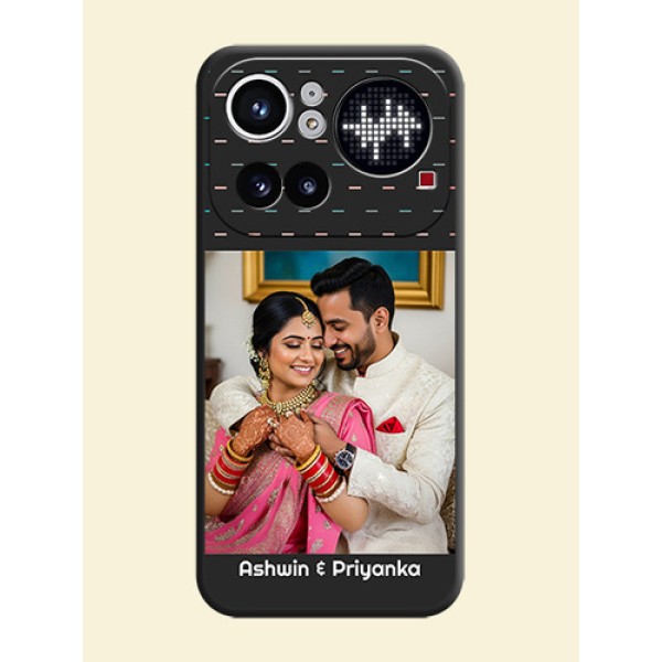 Line Pattern Design with Text On Space Black Custom Soft Matte Mobile Back Cover - Nothing Phone 4A Pro 5G Line Pattern Design with Text On Space Black Custom Soft Matte Mobile Back Cover - Nothing Phone 4A Pro 5G