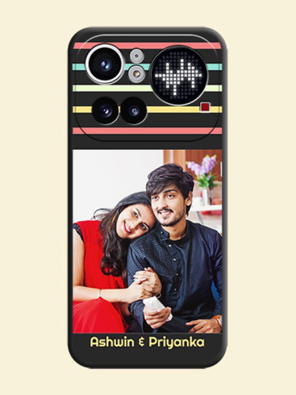 Color Stripes with Photo and Text on Photo On Space Black Custom Soft Matte Mobile Back Cover - Nothing Phone 4A Pro 5G