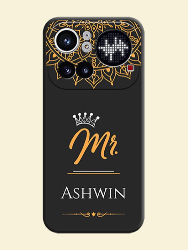 Mr Name with Floral Design On Space Black Custom Soft Matte Mobile Back Cover - Nothing Phone 4A Pro 5G
