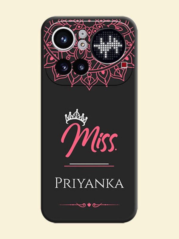 Mrs Name with Floral Design On Space Black Custom Soft Matte Mobile Back Cover - Nothing Phone 4A Pro 5G