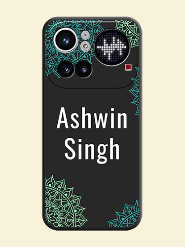Your Name with Floral Design On Space Black Custom Soft Matte Mobile Back Cover - Nothing Phone 4A Pro 5G