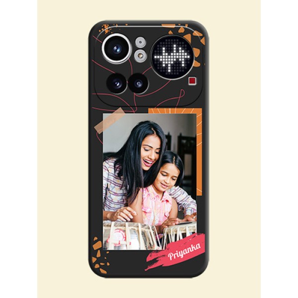 Orange Photo Frame On Space Black Custom Soft Matte Mobile Back Cover - Nothing Phone 4A Pro 5G Orange Photo Frame On Space Black Custom Soft Matte Mobile Back Cover - Nothing Phone 4A Pro 5G