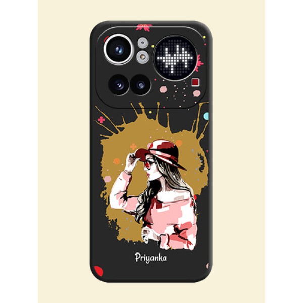 Mordern Lady With Color Splash Background With Custom Text On Space Black Custom Soft Matte Mobile Back Cover - Nothing Phone 4A Pro 5G