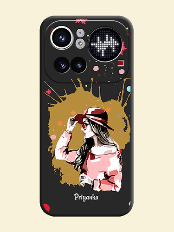 Mordern Lady With Color Splash Background With Custom Text On Space Black Custom Soft Matte Mobile Back Cover - Nothing Phone 4A Pro 5G