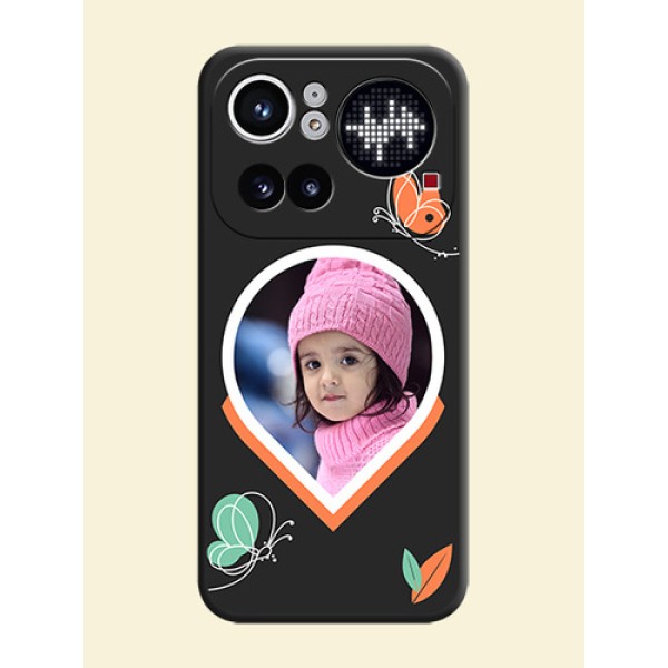 Upload Pic With Simple Butterly Design On Space Black Custom Soft Matte Mobile Back Cover - Nothing Phone 4A Pro 5G Upload Pic With Simple Butterly Design On Space Black Custom Soft Matte Mobile Back Cover - Nothing Phone 4A Pro 5G