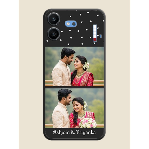 Miniature Love Symbols with Name On Space Black Custom Soft Matte Mobile Back Cover - Nothing Phone 4b 5G