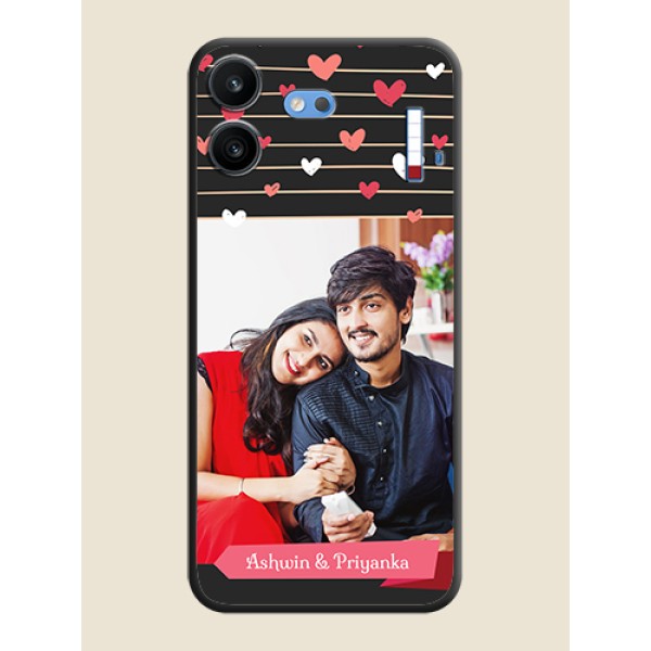 Love Pattern with Name on Pink Ribbon on Photo On Space Black Custom Soft Matte Mobile Back Cover - Nothing Phone 4b 5G