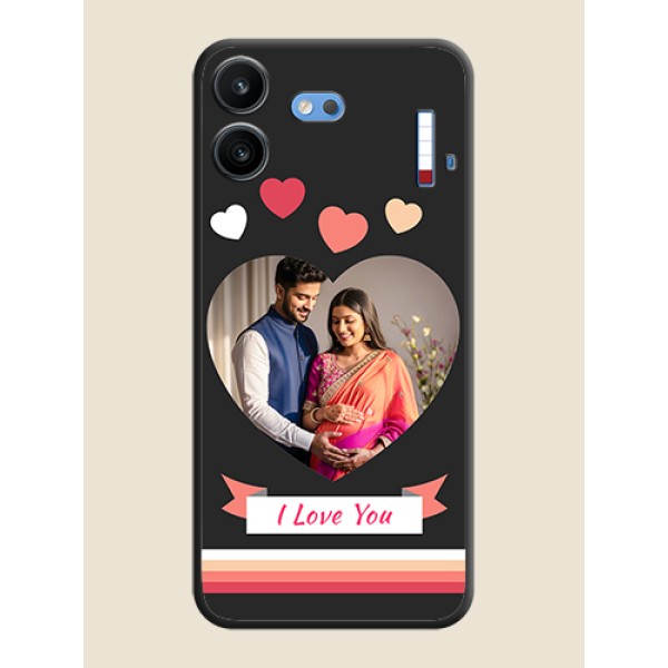 Love Shaped Photo with Colorful Stripes On Space Black Custom Soft Matte Mobile Back Cover - Nothing Phone 4b 5G