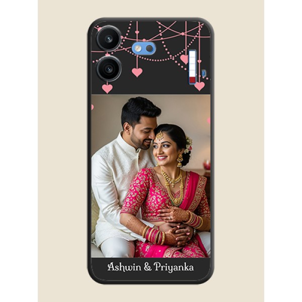 Pink Love Hangings with Text On Space Black Custom Soft Matte Mobile Back Cover - Nothing Phone 4b 5G