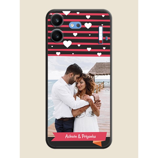 White Color Love Symbols with Pink Lines Pattern On Space Black Custom Soft Matte Mobile Back Cover - Nothing Phone 4b 5G White Color Love Symbols with Pink Lines Pattern On Space Black Custom Soft Matte Mobile Back Cover - Nothing Phone 4b 5G
