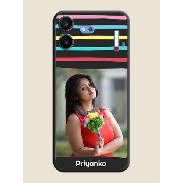Multicolor Lines with Image On Space Black Custom Soft Matte Mobile Back Cover - Nothing Phone 4b 5G Multicolor Lines with Image On Space Black Custom Soft Matte Mobile Back Cover - Nothing Phone 4b 5G