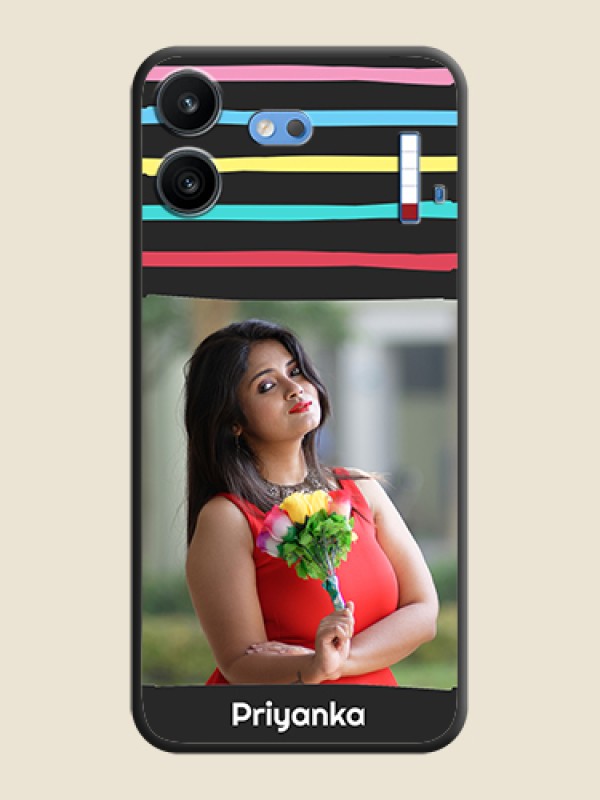 Multicolor Lines with Image On Space Black Custom Soft Matte Mobile Back Cover - Nothing Phone 4b 5G