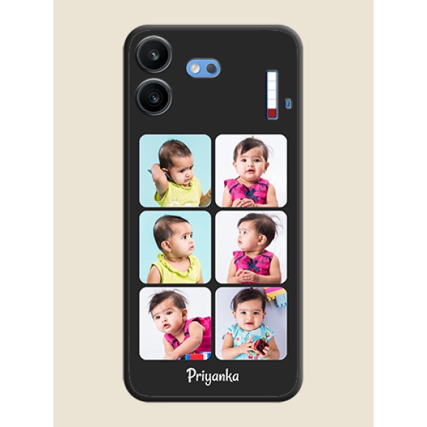 Floral Art with 6 Image Holder on Photo On Space Black Custom Soft Matte Mobile Back Cover - Nothing Phone 4b 5G Floral Art with 6 Image Holder on Photo On Space Black Custom Soft Matte Mobile Back Cover - Nothing Phone 4b 5G