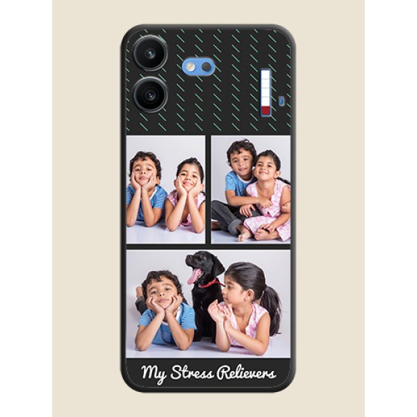 Cross Dotted Pattern with 2 Image Holder On Space Black Custom Soft Matte Mobile Back Cover - Nothing Phone 4b 5G