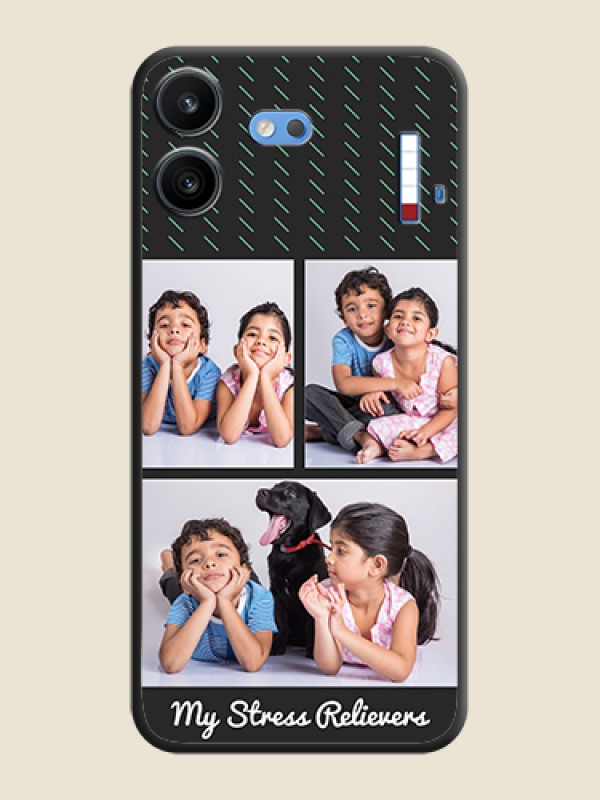 Cross Dotted Pattern with 2 Image Holder On Space Black Custom Soft Matte Mobile Back Cover - Nothing Phone 4b 5G