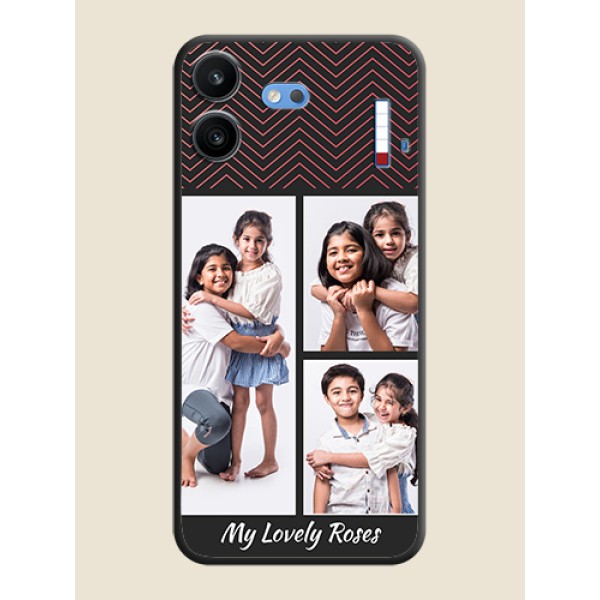 Wave Pattern with 3 Image Holder On Space Black Custom Soft Matte Mobile Back Cover - Nothing Phone 4b 5G Wave Pattern with 3 Image Holder On Space Black Custom Soft Matte Mobile Back Cover - Nothing Phone 4b 5G
