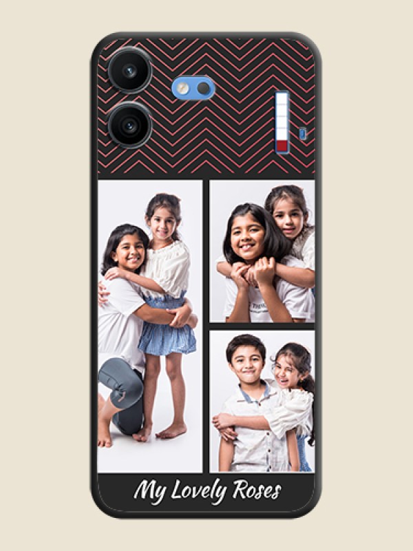 Wave Pattern with 3 Image Holder On Space Black Custom Soft Matte Mobile Back Cover - Nothing Phone 4b 5G