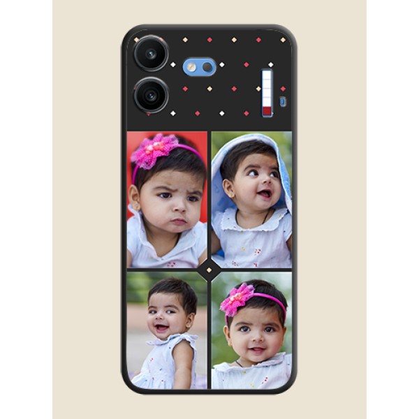 Multicolor Dotted Pattern with 4 Image Holder On Space Black Custom Soft Matte Mobile Back Cover - Nothing Phone 4b 5G