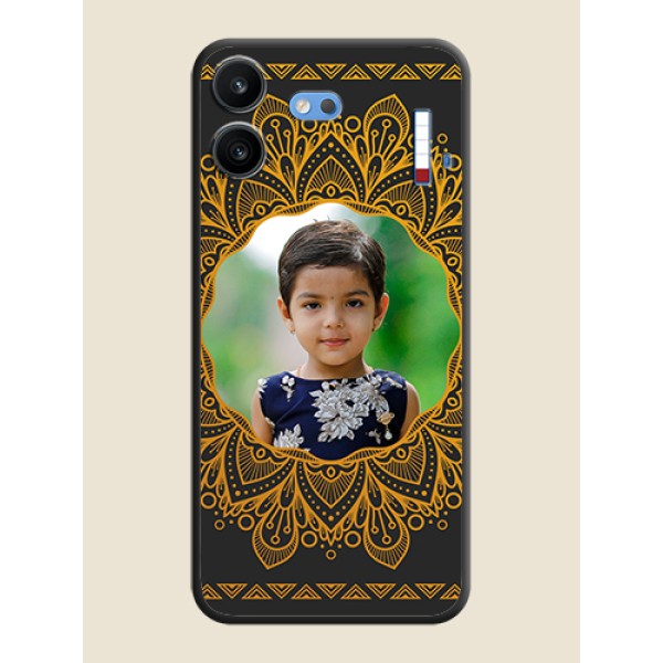 Round Image with Floral Design On Space Black Custom Soft Matte Mobile Back Cover - Nothing Phone 4b 5G Round Image with Floral Design On Space Black Custom Soft Matte Mobile Back Cover - Nothing Phone 4b 5G