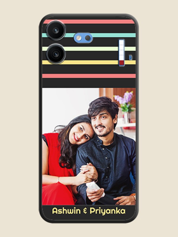 Color Stripes with Photo and Text on Photo On Space Black Custom Soft Matte Mobile Back Cover - Nothing Phone 4b 5G