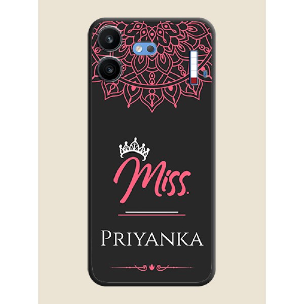 Mrs Name with Floral Design On Space Black Custom Soft Matte Mobile Back Cover - Nothing Phone 4b 5G