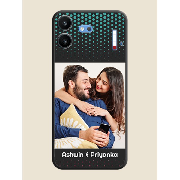 Faded Dots with Grunge Photo Frame and Text On Space Black Custom Soft Matte Mobile Back Cover - Nothing Phone 4b 5G Faded Dots with Grunge Photo Frame and Text On Space Black Custom Soft Matte Mobile Back Cover - Nothing Phone 4b 5G