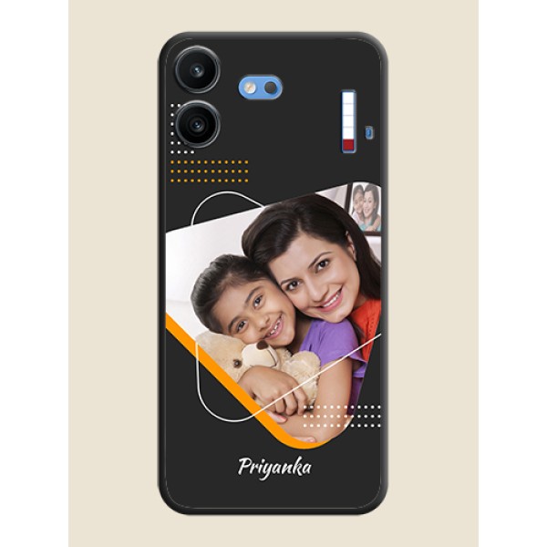 Yellow Triangle on Photo On Space Black Custom Soft Matte Mobile Back Cover - Nothing Phone 4b 5G Yellow Triangle on Photo On Space Black Custom Soft Matte Mobile Back Cover - Nothing Phone 4b 5G