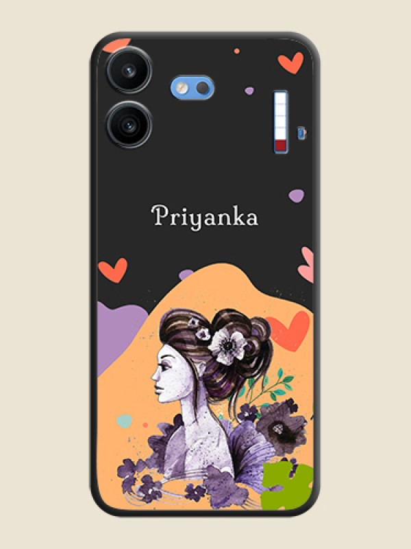 Namecase For Her With Fancy Lady Image On Space Black Custom Soft Matte Mobile Back Cover - Nothing Phone 4b 5G