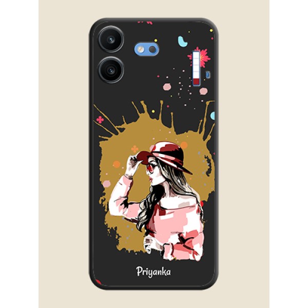 Mordern Lady With Color Splash Background With Custom Text On Space Black Custom Soft Matte Mobile Back Cover - Nothing Phone 4b 5G