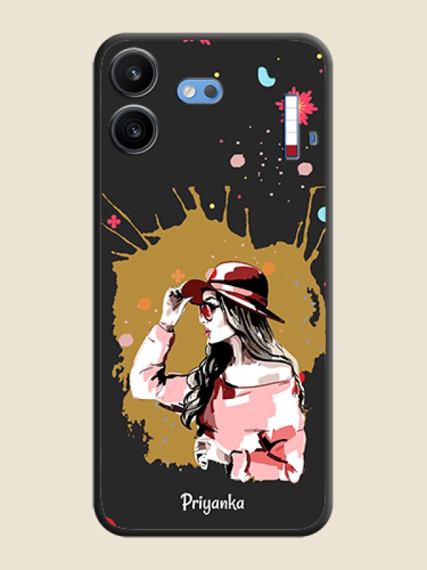 Mordern Lady With Color Splash Background With Custom Text On Space Black Custom Soft Matte Mobile Back Cover - Nothing Phone 4b 5G