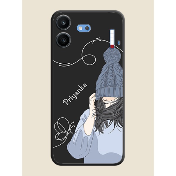 Girl With Blue Winter Outfiit Custom Text Design On Space Black Custom Soft Matte Mobile Back Cover - Nothing Phone 4b 5G Girl With Blue Winter Outfiit Custom Text Design On Space Black Custom Soft Matte Mobile Back Cover - Nothing Phone 4b 5G