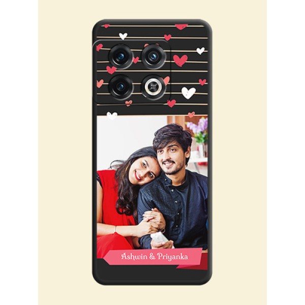 Love Pattern with Name on Pink Ribbon  on Photo on Space Black Soft Matte Back Cover - OnePlus 10 Pro 5G