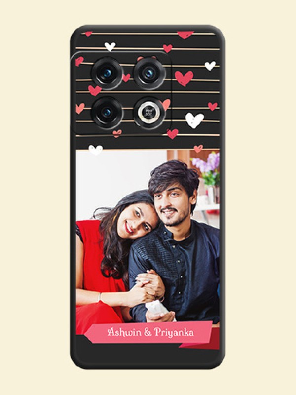 Love Pattern with Name on Pink Ribbon  on Photo on Space Black Soft Matte Back Cover - OnePlus 10 Pro 5G