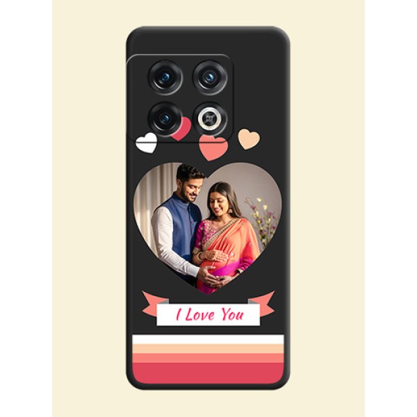 Love Shaped Photo with Colorful Stripes on Personalised Space Black Soft Matte Cases - OnePlus 10 Pro 5G