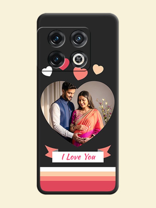 Love Shaped Photo with Colorful Stripes on Personalised Space Black Soft Matte Cases - OnePlus 10 Pro 5G