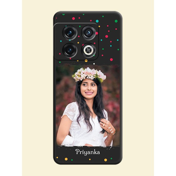 Multicolor Dotted Pattern with Text on Space Black Custom Soft Matte Phone Back Cover - OnePlus 10 Pro 5G Multicolor Dotted Pattern with Text on Space Black Custom Soft Matte Phone Back Cover - OnePlus 10 Pro 5G