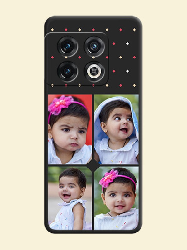 Multicolor Dotted Pattern with 4 Image Holder on Space Black Custom Soft Matte Phone Cases - OnePlus 10 Pro 5G