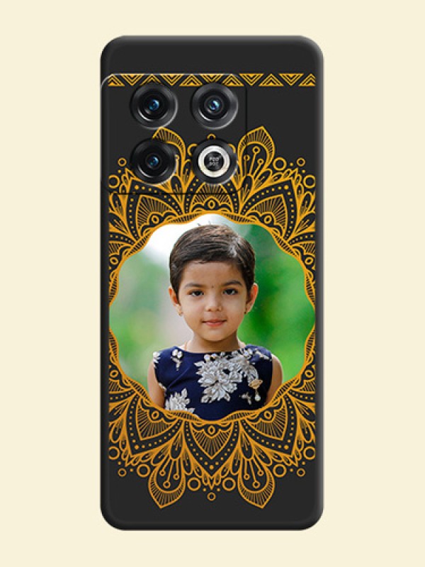 Round Image with Floral Design on Photo on Space Black Soft Matte Mobile Cover - OnePlus 10 Pro 5G