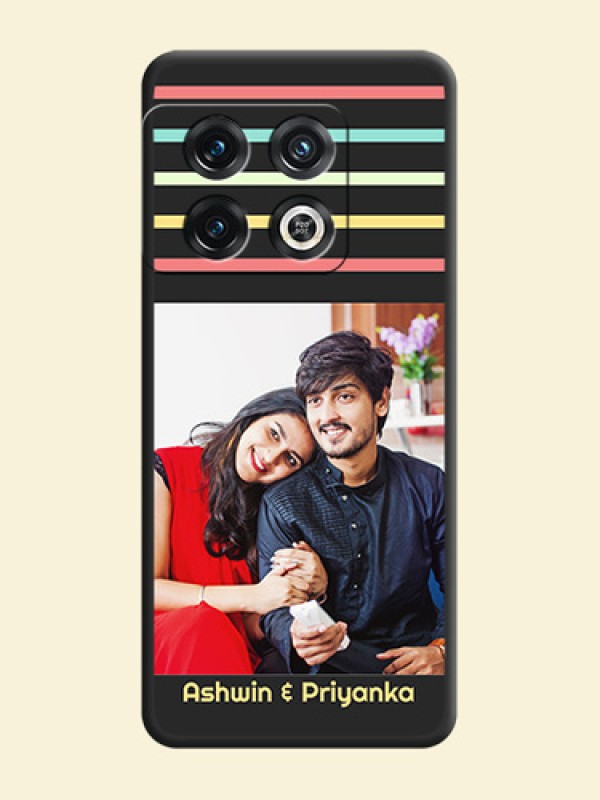 Color Stripes with Photo and Text on Photo on Space Black Soft Matte Mobile Case - OnePlus 10 Pro 5G