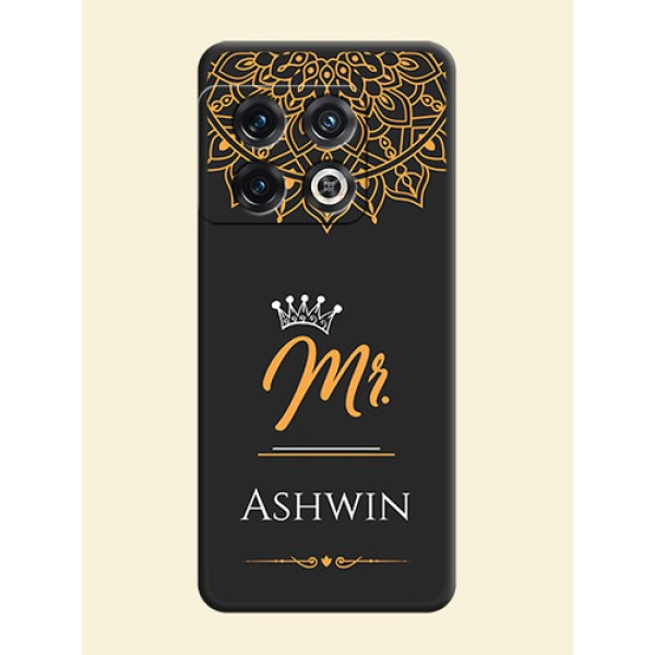 Mr Name with Floral Design on Personalised Space Black Soft Matte Cases - OnePlus 10 Pro 5G Mr Name with Floral Design on Personalised Space Black Soft Matte Cases - OnePlus 10 Pro 5G