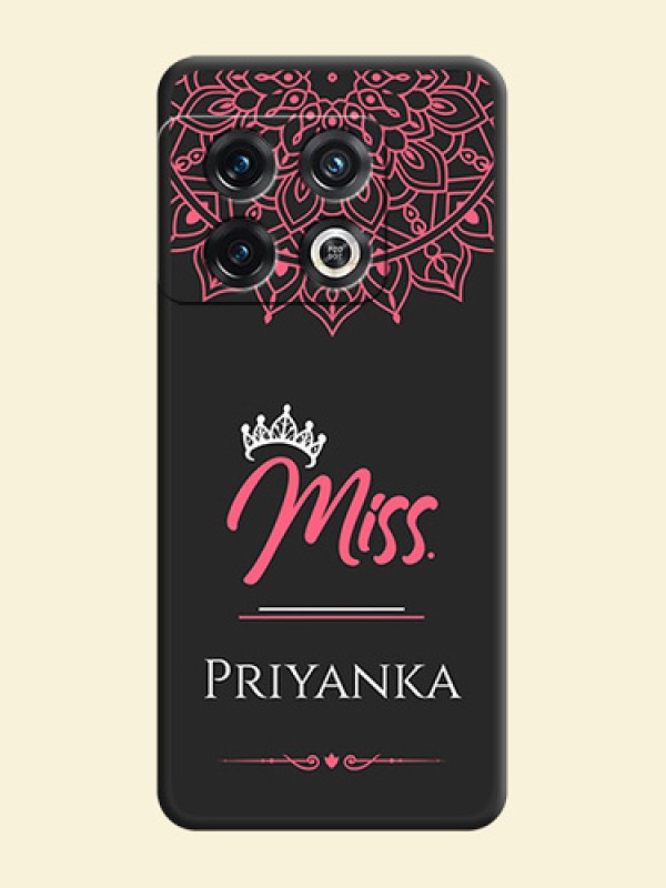 Mrs Name with Floral Design on Space Black Personalized Soft Matte Phone Covers - OnePlus 10 Pro 5G