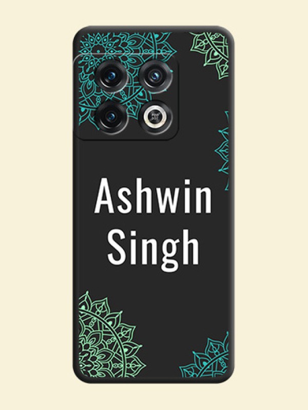 Your Name with Floral Design on Space Black Custom Soft Matte Back Cover - OnePlus 10 Pro 5G