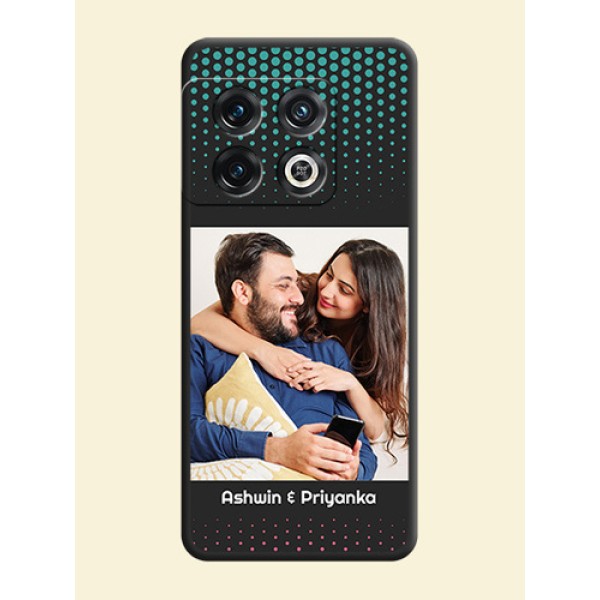 Faded Dots with Grunge Photo Frame and Text on Space Black Custom Soft Matte Phone Cases - OnePlus 10 Pro 5G Faded Dots with Grunge Photo Frame and Text on Space Black Custom Soft Matte Phone Cases - OnePlus 10 Pro 5G