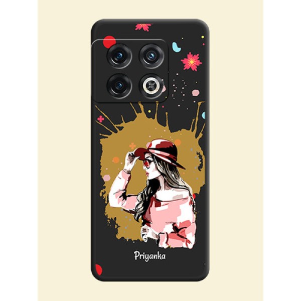 Mordern Lady With Color Splash Background With Custom Text On Space Black Personalized Soft Matte Phone Covers -Oneplus 10 Pro 5G