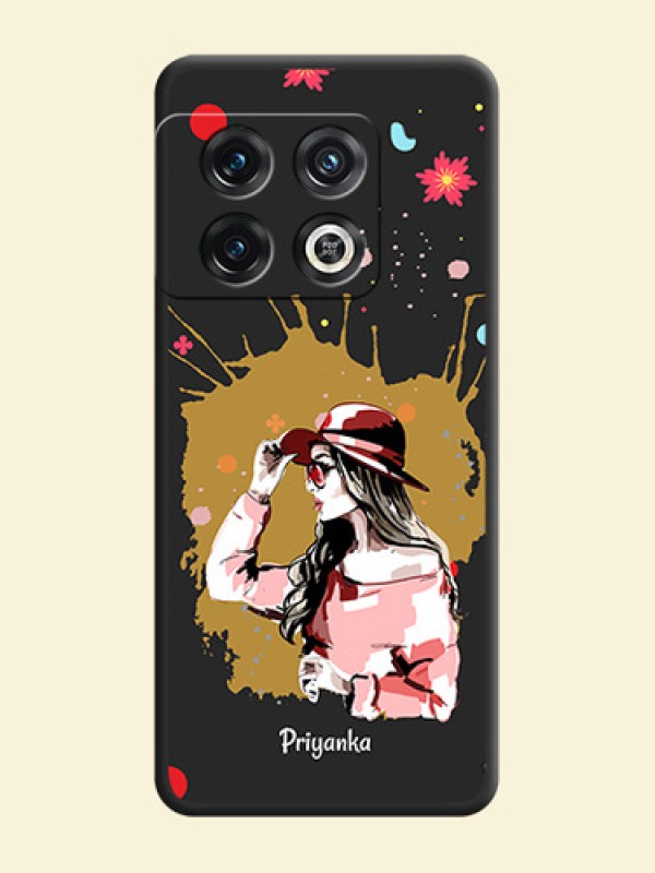 Mordern Lady With Color Splash Background With Custom Text On Space Black Personalized Soft Matte Phone Covers -Oneplus 10 Pro 5G